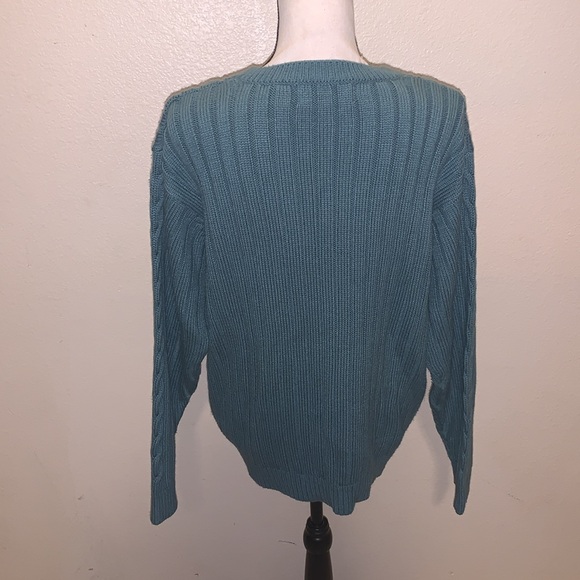 Baxter Wells Green Cable Knit Crewneck Sweater - Picture 6 of 7